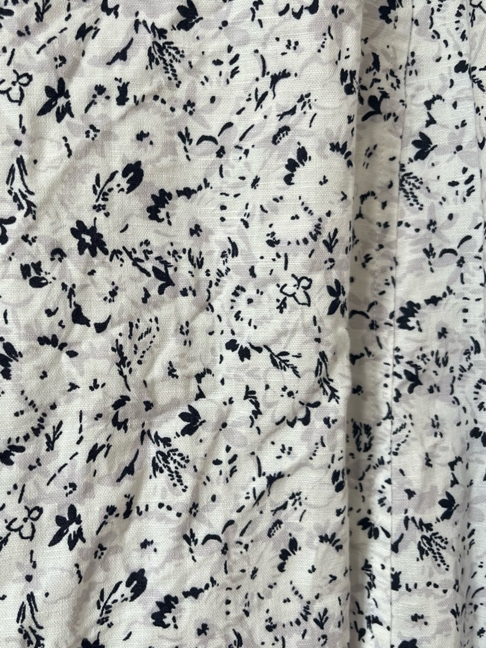 Gap White Grey Navy Floral Linen Blend Button Down Dress Size 4 Petite - Picture 6 of 9